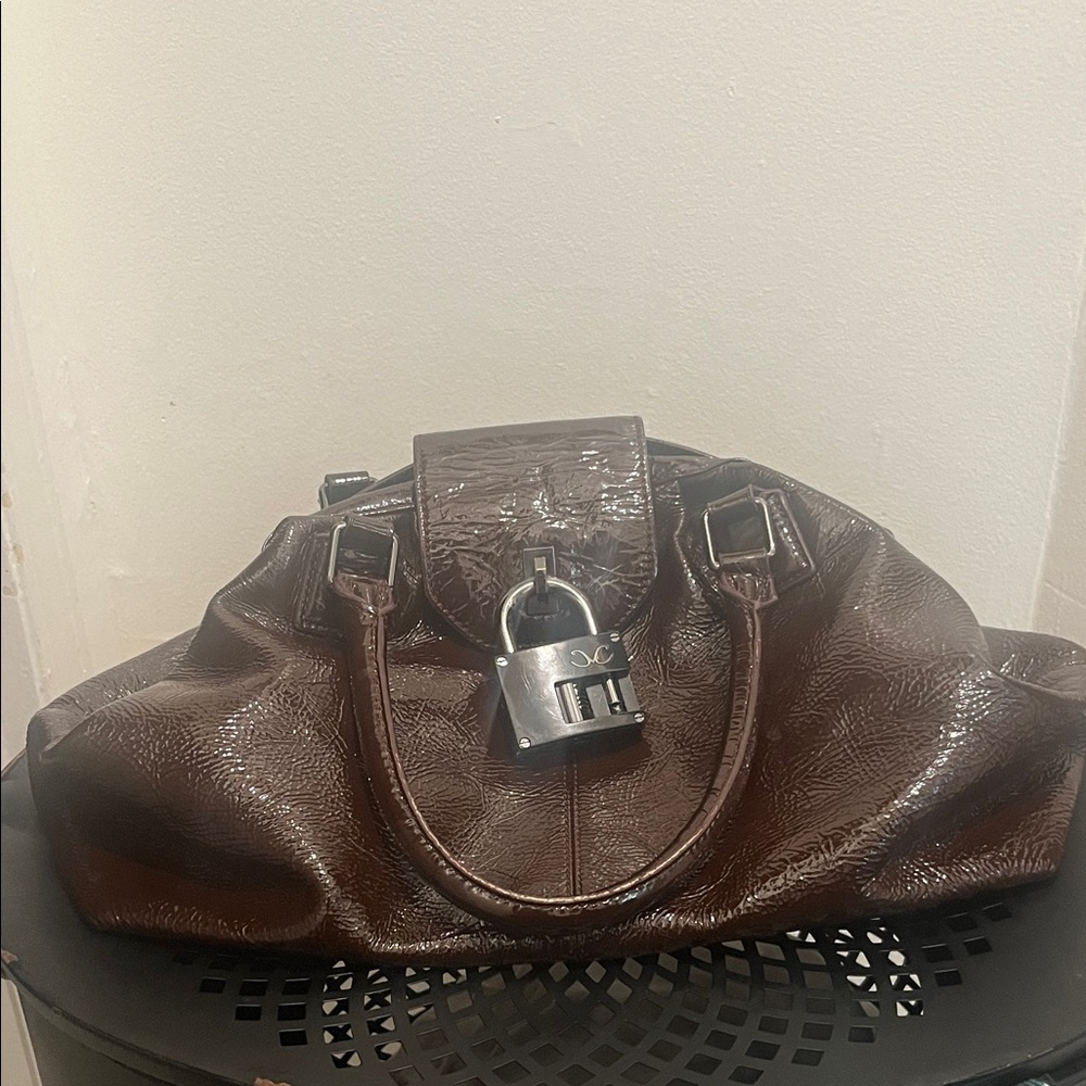 Monika Chiang - Elegant Brown Patent Designer Handbag